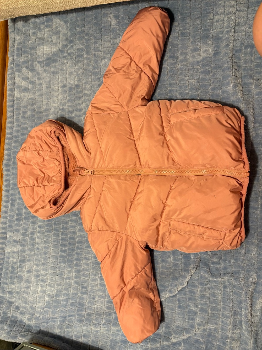 Swiss Tech Kids Hooded Puffer Jacket in Dusty Rose